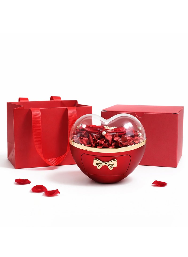 Preserved Real Red Rose in Heart Glass Display Case - Eternal Rose Gift Box for Women, Wife, Girlfriend, Mom - Valentine's, Anniversary, Birthday Keepsake - Image 1